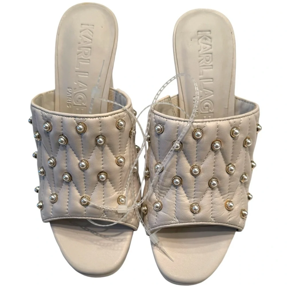 Karl Lagerfeld Pearl Studded AVIVA Platform Sandals